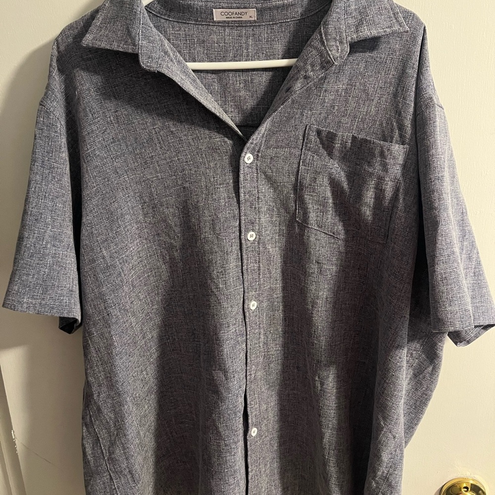 Dark blue/Grey Men's Button Up Shirt